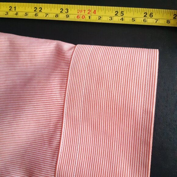Banana Republic SZ L Slim Fit 100% Cotton Orange Striped Men's Button Up Shirt - Picture 13 of 15